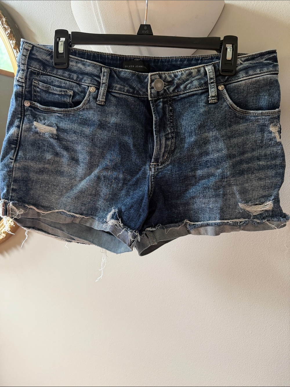Silver Jeans Distressed Dark Blue Denim Cutoff Shorts